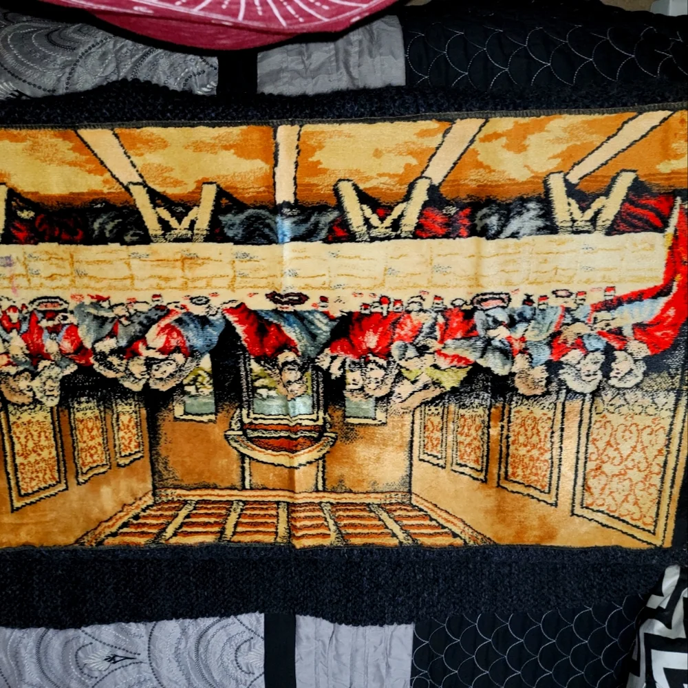 Vintage Made In Italy Velvet Tapestry of The Last Supper Jesus RARE FIND.